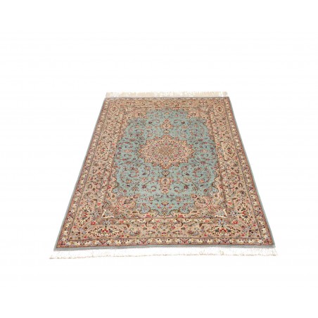 Tappeto Ghom seta Persia beige grigio 100x150