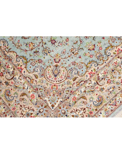 Tappeto Ghom seta Persia beige grigio 100x150