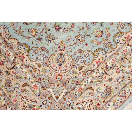 Tappeto Ghom seta Persia beige grigio 100x150