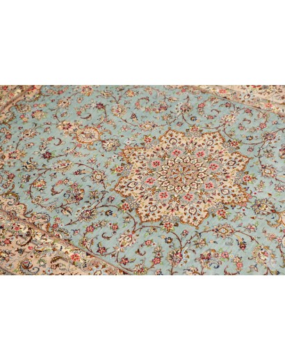 Tappeto Ghom seta Persia beige grigio 100x150