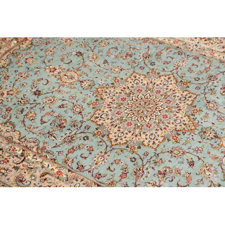 Tappeto Ghom seta Persia beige grigio 100x150
