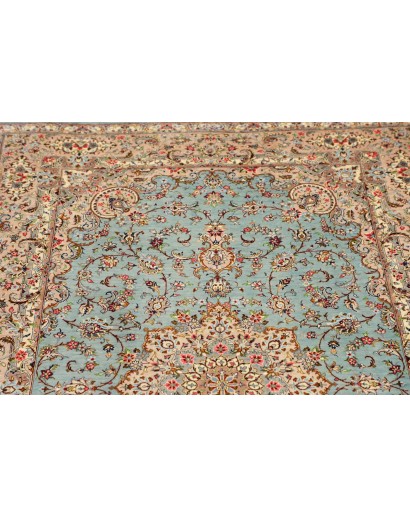 Tappeto Ghom seta Persia beige grigio 100x150