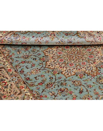 Tappeto Ghom seta Persia beige grigio 100x150