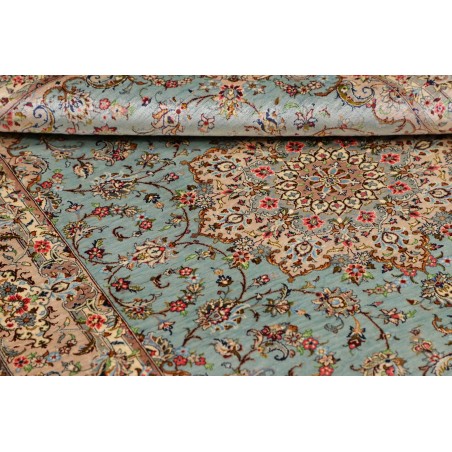 Tappeto Ghom seta Persia beige grigio 100x150