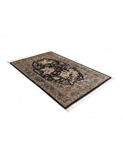 Tappeto Ghom seta Persia grigio bianco 137x202