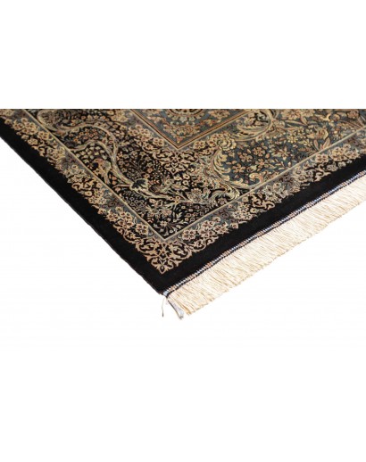 Tappeto Ghom seta Persia grigio bianco 137x202