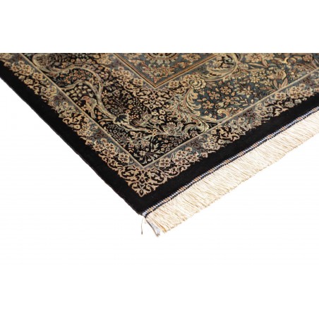 Tappeto Ghom seta Persia grigio bianco 137x202