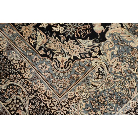Tappeto Ghom seta Persia grigio bianco 137x202