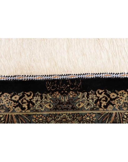 Tappeto Ghom seta Persia grigio bianco 137x202