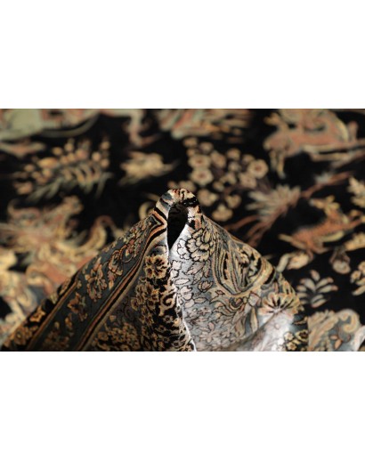 Tappeto Ghom seta Persia grigio bianco 137x202