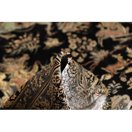 Tappeto Ghom seta Persia grigio bianco 137x202