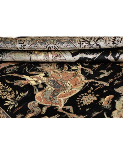 Tappeto Ghom seta Persia grigio bianco 137x202