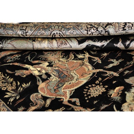 Tappeto Ghom seta Persia grigio bianco 137x202