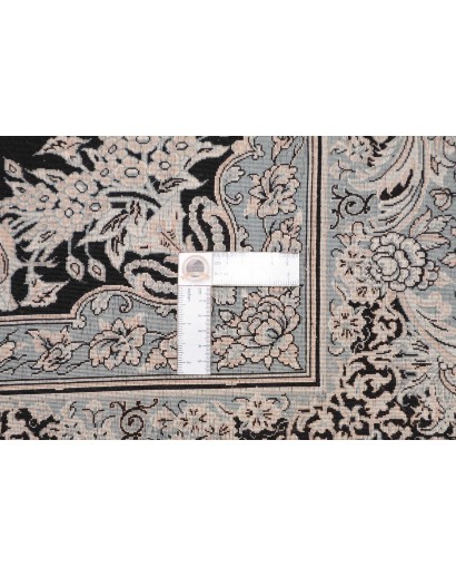 Tappeto Ghom seta Persia grigio bianco 137x202