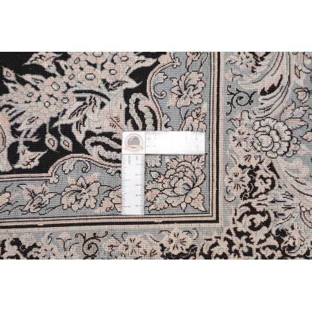 Tappeto Ghom seta Persia grigio bianco 137x202