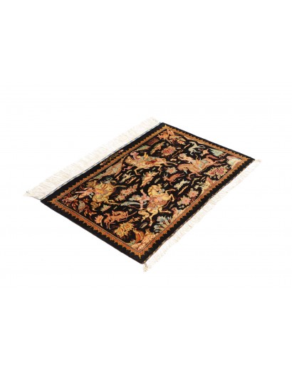 Tappeto Ghom seta Persia marrone arancione 90x59