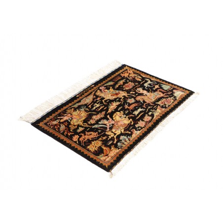 Tappeto Ghom seta Persia marrone arancione 90x59