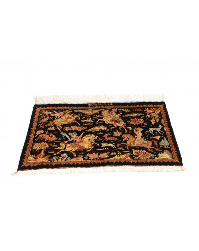 Tappeto Ghom seta Persia marrone arancione 90x59
