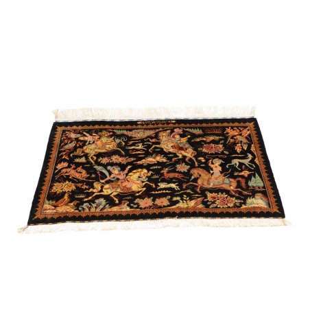 Tappeto Ghom seta Persia marrone arancione 90x59