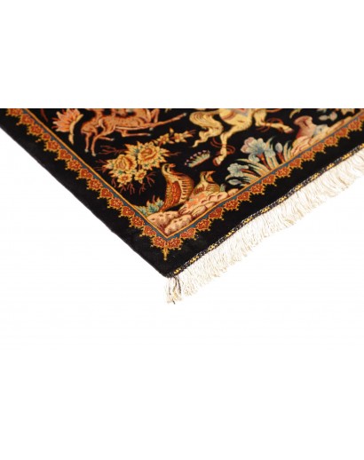 Tappeto Ghom seta Persia marrone arancione 90x59