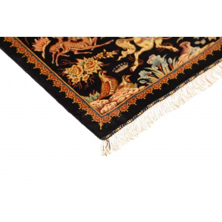 Tappeto Ghom seta Persia marrone arancione 90x59