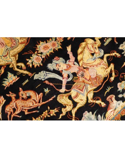 Tappeto Ghom seta Persia marrone arancione 90x59