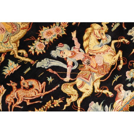 Tappeto Ghom seta Persia marrone arancione 90x59