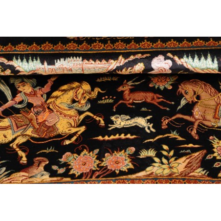 Tappeto Ghom seta Persia marrone arancione 90x59