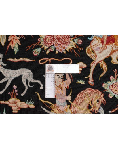Tappeto Ghom seta Persia marrone arancione 90x59