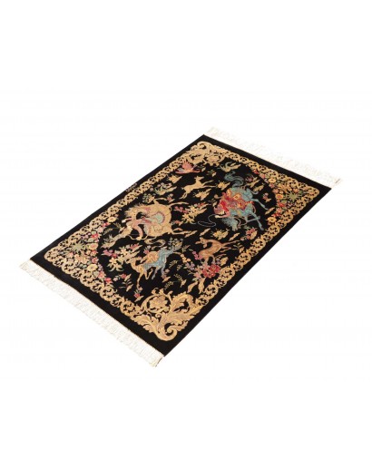 Tappeto Ghom seta Persia blu verde 60x91