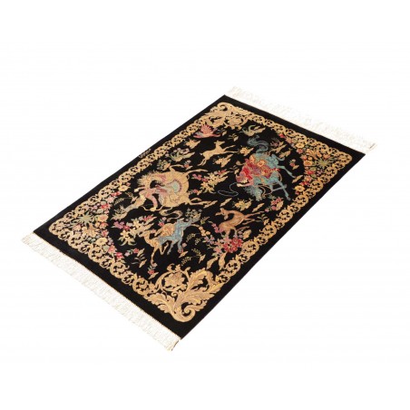 Tappeto Ghom seta Persia blu verde 60x91