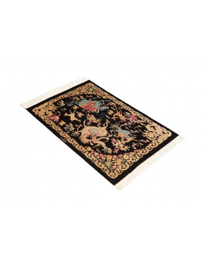 Tappeto Ghom seta Persia blu verde 60x91