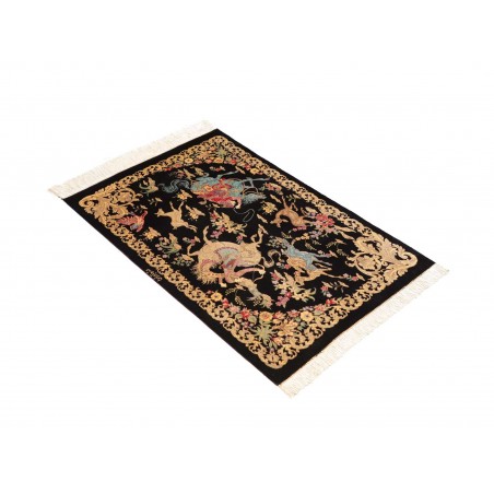 Tappeto Ghom seta Persia blu verde 60x91