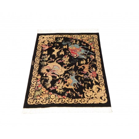 Tappeto Ghom seta Persia blu verde 60x91