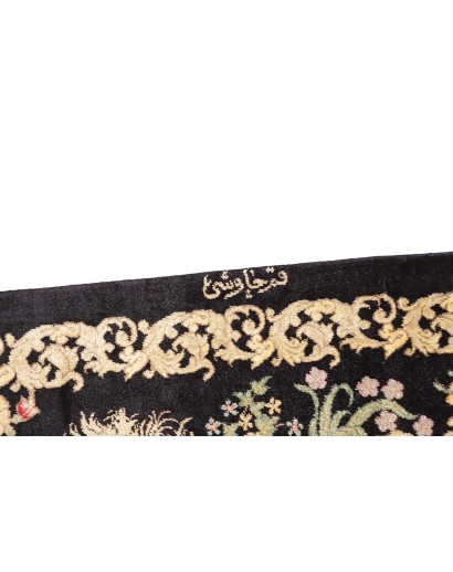 Tappeto Ghom seta Persia blu verde 60x91
