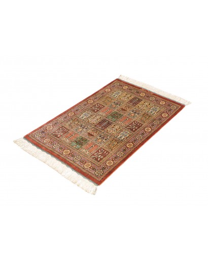 Tappeto Ghom seta Persia marrone bianco 58x90