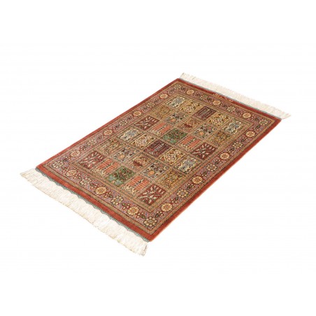 Tappeto Ghom seta Persia marrone bianco 58x90