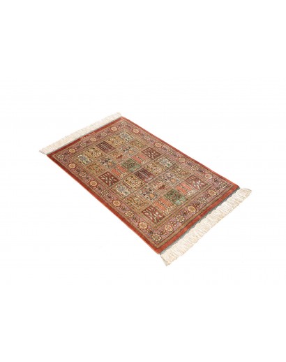 Tappeto Ghom seta Persia marrone bianco 58x90
