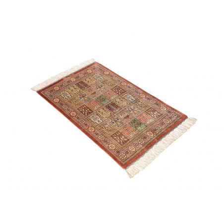 Tappeto Ghom seta Persia marrone bianco 58x90