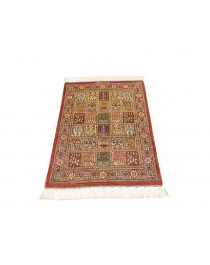 Tappeto Ghom seta Persia marrone bianco 58x90