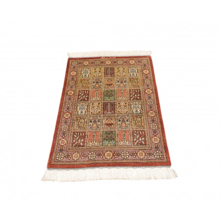 Tappeto Ghom seta Persia marrone bianco 58x90