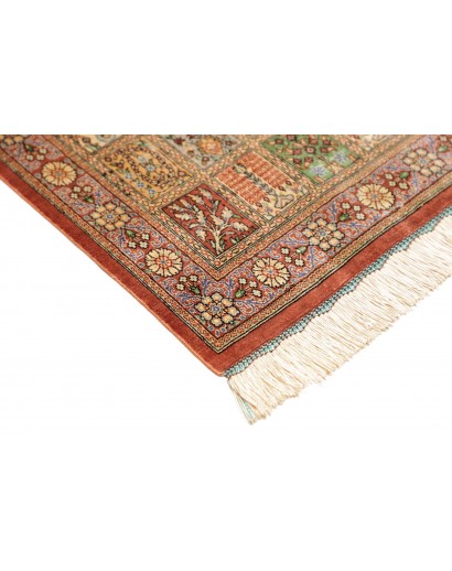 Tappeto Ghom seta Persia marrone bianco 58x90