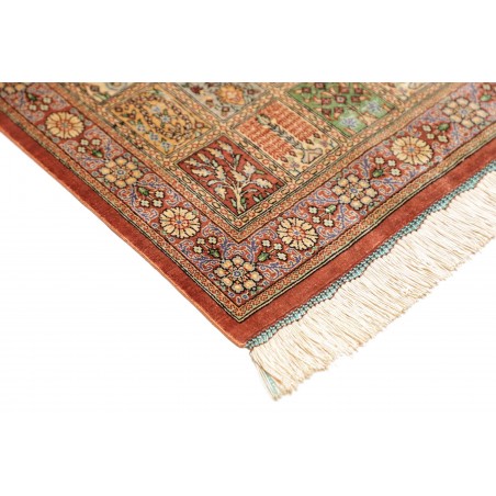 Tappeto Ghom seta Persia marrone bianco 58x90