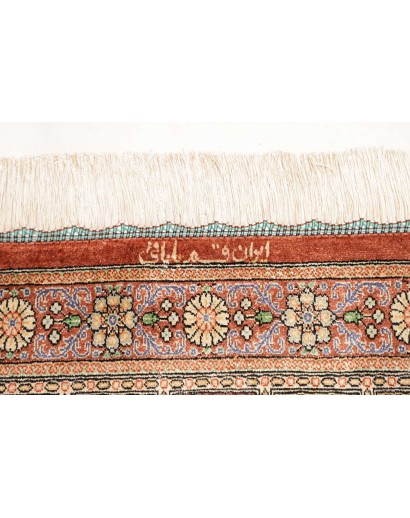 Tappeto Ghom seta Persia marrone bianco 58x90