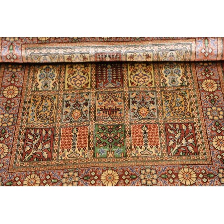 Tappeto Ghom seta Persia marrone bianco 58x90