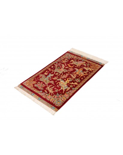 Tappeto Ghom seta Persia giallo rosso 60x95