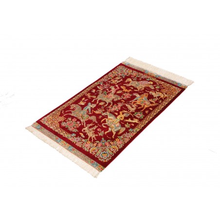 Tappeto Ghom seta Persia giallo rosso 60x95