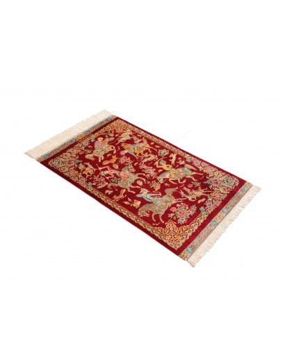 Tappeto Ghom seta Persia giallo rosso 60x95