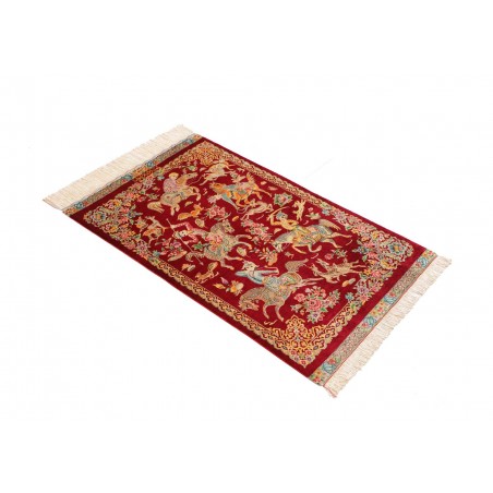 Tappeto Ghom seta Persia giallo rosso 60x95