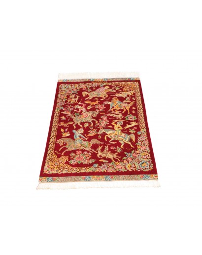 Tappeto Ghom seta Persia giallo rosso 60x95